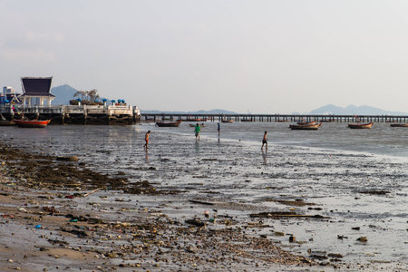 blue sea with sand on the beach  from Thailand のeditorial素材