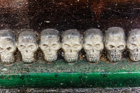 human bone and skull in the temple  in Thailand .の写真素材