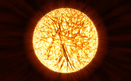 Isolated image of the Big red fire sunの写真素材