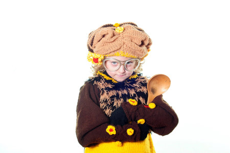 The small dissatisfied child in a suit of the cookの写真素材