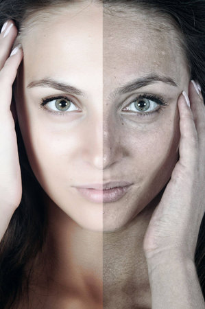 Portrait of the woman with pure I a dirty skinの写真素材