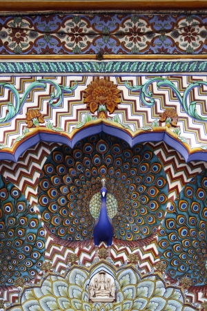 Peacock Gate, City Palace Jaipur, Indiaの写真素材