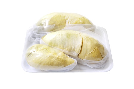 Durian  Thai Monthong Durian  in package,  isolated with clipping pathsの写真素材