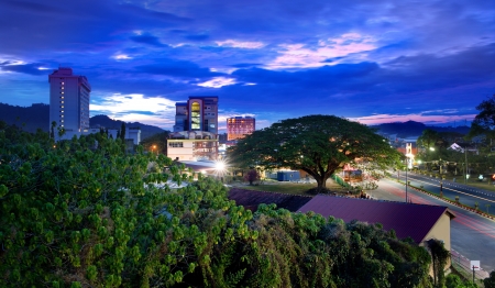 Night Urban City Skyline, Langkawi, Malaysiaの写真素材
