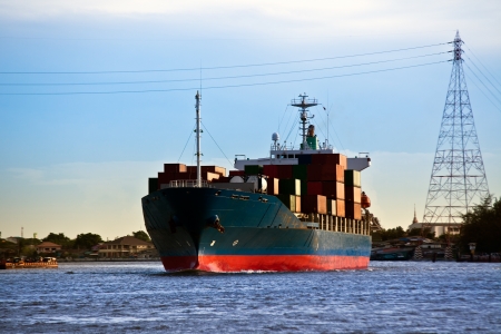 Cargo container ship, asia, Bangkok, Thailand.の写真素材