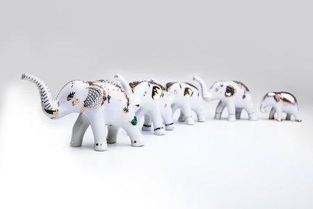 Herd of elephant ceramic, product from Thailand  The Thai people have a long, shared history with the elephant and today the elephant remains a potent national symbol の写真素材