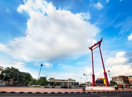Giant Swing and City Hall, Landmark of Bangkok, Thailand  -The Giant Swing  Sao Ching Cha  is a religious structure, It was formerly used in an old Brahmin ceremony, Bangkok s の写真素材