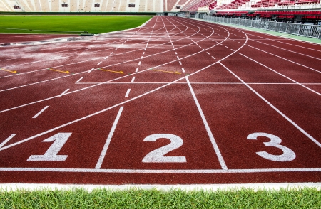 Running track texture for background  - Red running track in The National Stadium of Thailand or Suphachalasai Stadium, Bangkok の写真素材