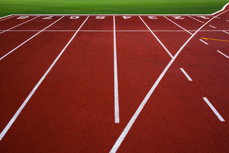 New running track with number 1-8   green grass, abstract, texture, の写真素材