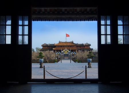 Hue Imperial City  The Citadel , Hue, Vietnam  UNESCO World Heritage Site  Hue Imperial City was set up by Nguyen Dynasty from 1805 to 1945  This is a walled fortress and palace in the former capital of Vietnam のeditorial素材
