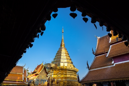 Buddhist temple, Wat Phra That Doi Suthep, Chiang Mai, Landmark and tourist attractions in Thailand  -Wat Phra That Doi Suthep is Buddhist temple on the mountain and it remains a popular destination for tourists の写真素材