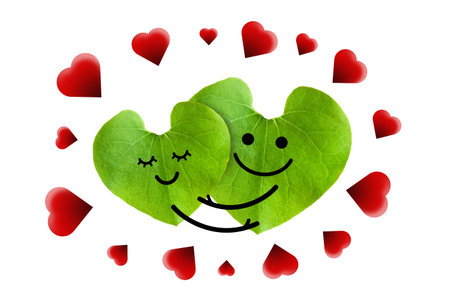 Cute couple in love, isolated with clipping paths on white  A happy couple in love, valentine...