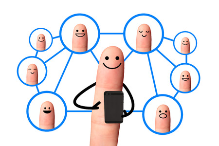 Happy finger, Social network concept, isolated with clipping paths の写真素材