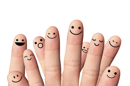 Happy people, isolated with clipping paths on white background の写真素材