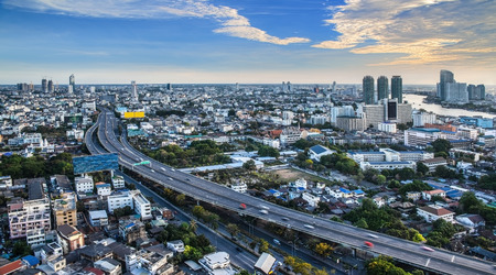 Urban City Skyline, Bangkok, Thailand  -Bangkok is the capital city of Thailand and the most populous city in the country の写真素材
