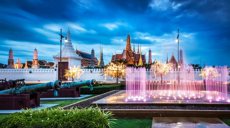 The Grand Palace   Wat Phra Kaew  The Emerald Buddha Temple , Bangkok, Thailand  landmark of Thailand のeditorial素材