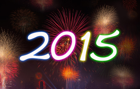 New Year 2015 with Fireworks Party. - New year concept, celebrations concept with real fireworks.の写真素材