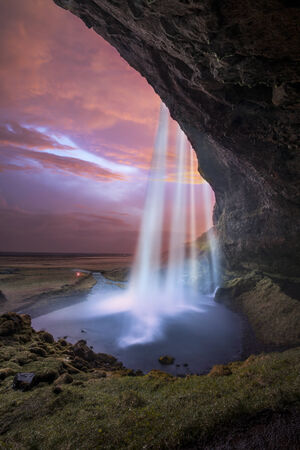 Seljalandsfoss Waterfall, iceland.  - A unique waterfall in the river Seljalandsá.の写真素材