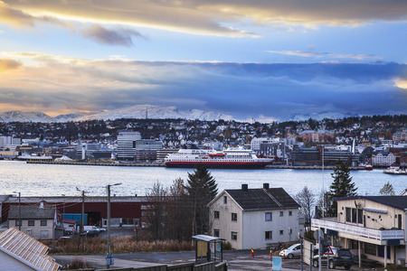 Tromso cityscape in Northern Norway. - Tromso is a city and the largest urban area in Northern Norway.のeditorial素材
