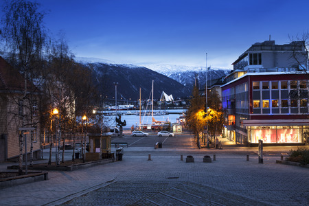 Tromso cityscape in Northern Norway. - Tromso is a city and the largest urban area in Northern Norway.のeditorial素材