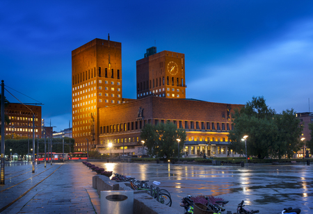 Oslo City Hall or Oslo Radhus, Norway, Landmark in Norwayのeditorial素材