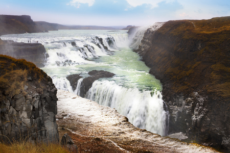 Gullfoss is a waterfall located in the canyon of Hvita river in southwest Iceland.の写真素材