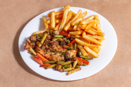 A nice plate of roasted chicken, seasoned with herbs, pepper, salt, oregano, and garlic. Also...