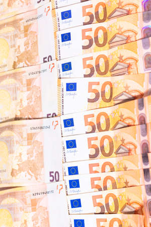 stacked up 50 euro Billsの写真素材