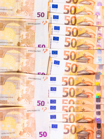 stacked up 50 euro Billsの写真素材