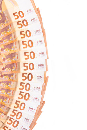 stacked up 50 euro Bills