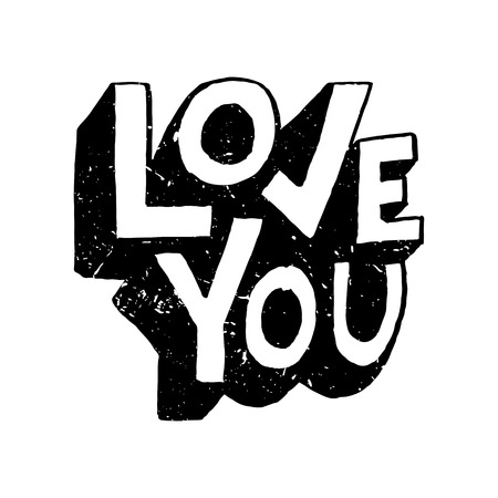 Love you. Phrase for Valentine's day. Hand written lettering. Romantic calligraphy.  Perfect for postcard, inspirational quote, save the date card, greeting sign, message decoration, posters.のイラスト素材