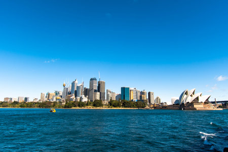 Sydney, NSW/Australia 08202918: Cityscape with the CBD and its skyscrapers and the Iconic Opera...