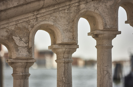 Detail of marble handrail in a historic building in Venice.の写真素材