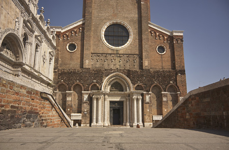 View of the facade of a church in Venice.の写真素材