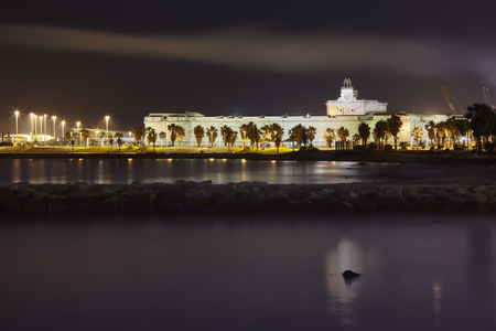 The port of Civitavecchia in Italy during the night.の写真素材