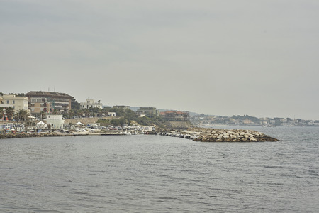 Panoramic view of the coast of Civitavecchia in Italy.の写真素材