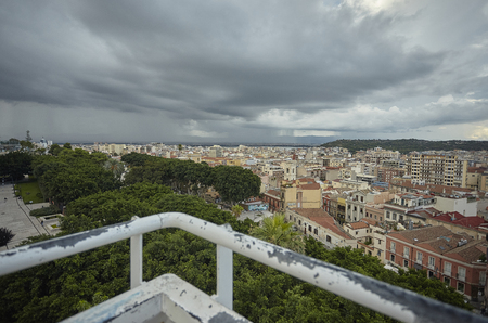 Top view of the historic city center of Cagliari in Sardinia, Italy.のeditorial素材