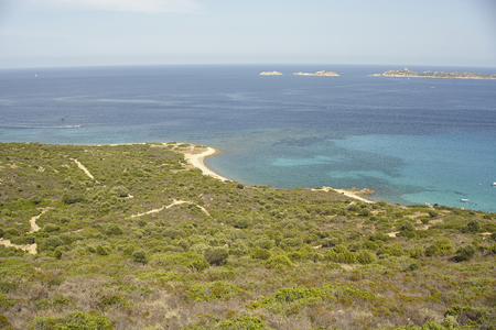 Aerial view of a portion of the southern coast of Sardinia during the summer.の写真素材