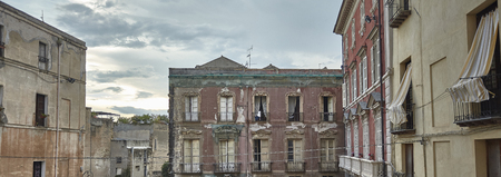Detail of some decadent and ruined buildings from the time of the center of Caglairi: Elements that make the panorama of this beautiful city unique.の写真素材