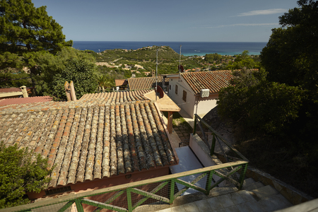 Particular Villas in the village of Costa Rei in Sardinia, summer villas overlooking the sea.の写真素材
