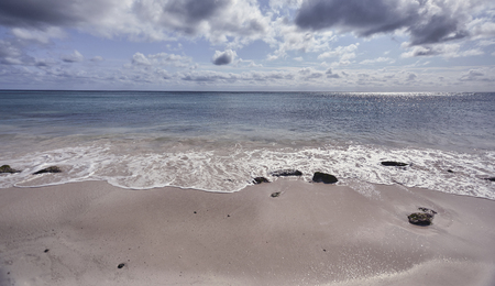 View of the horizon on the sea in Xpu-Ha beach.の写真素材