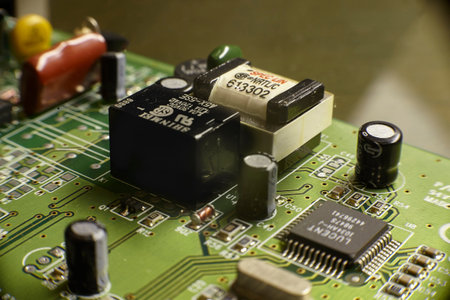 Detail of some electronic components in a printed circuit board