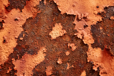 Detail of corrosion of iron with peeling of the surface paint