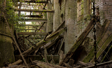 Old abandoned sugar mill located at Villanova Marchesana in Italy.の写真素材