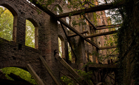 Old abandoned sugar mill located at Villanova Marchesana in Italy.