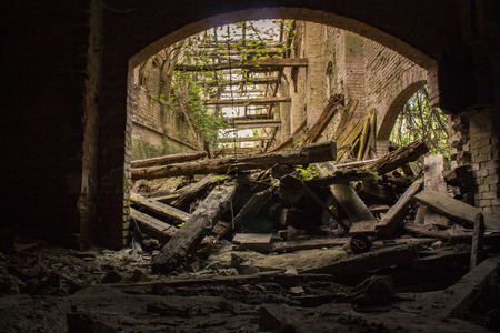 Old abandoned sugar mill located at Villanova Marchesana in Italy.の写真素材