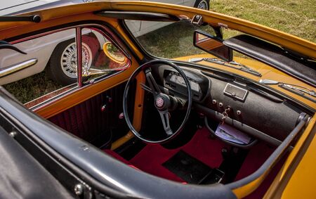 Interiors view of a beautiful iconic car and a symbol of Made in Italy in the world: The Fiat 500のeditorial素材