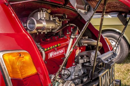 A engine's view of a beautiful iconic car and a symbol of Made in Italy in the world: The Fiat 500のeditorial素材