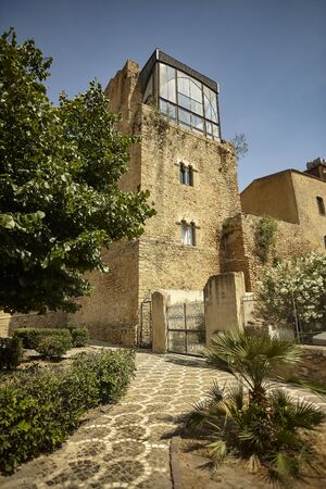 Detail of the architecture of the Sicilian town of Buteraの写真素材