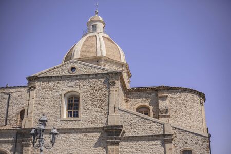 Dome of an ancient church in the town of Gela in Sicilyの写真素材